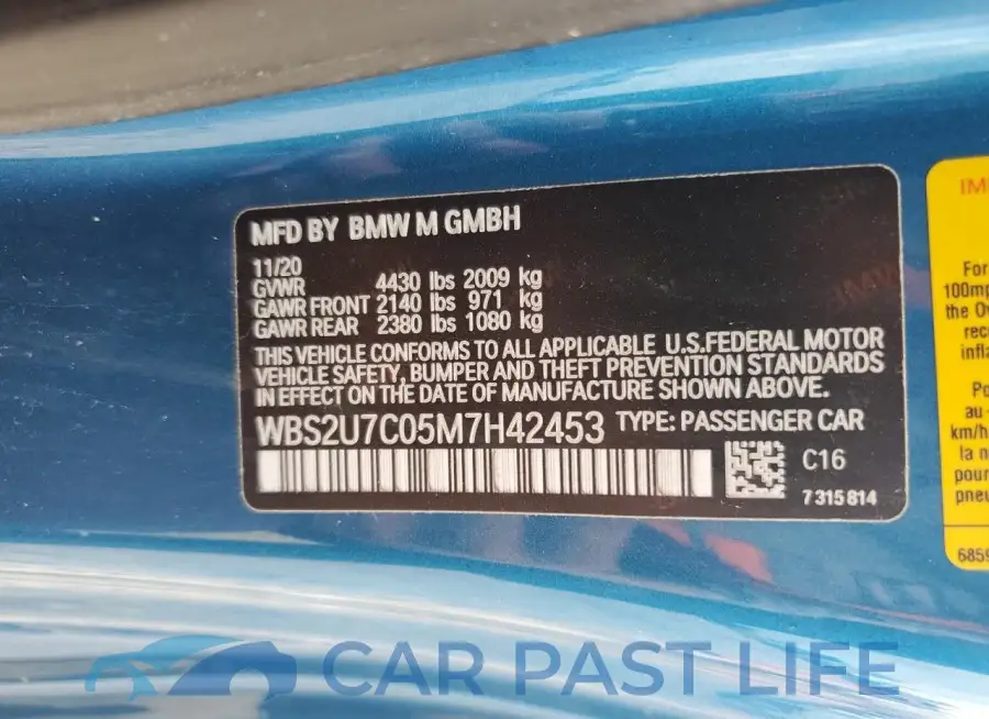 WBS2U7C05M7H42453# 13