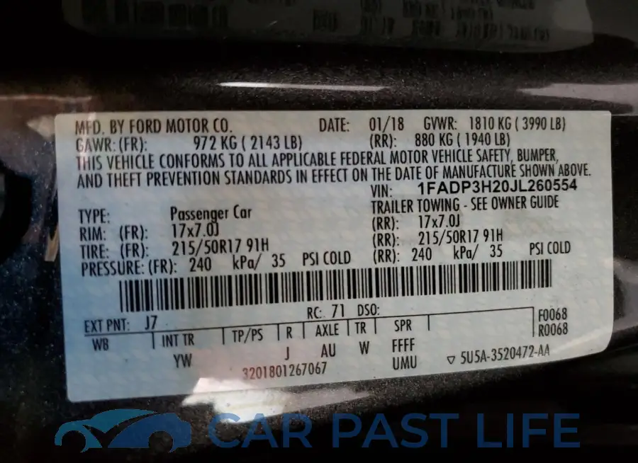 1FADP3H20JL260554# 12