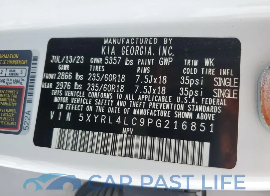 5XYRL4LC9PG216851# 13