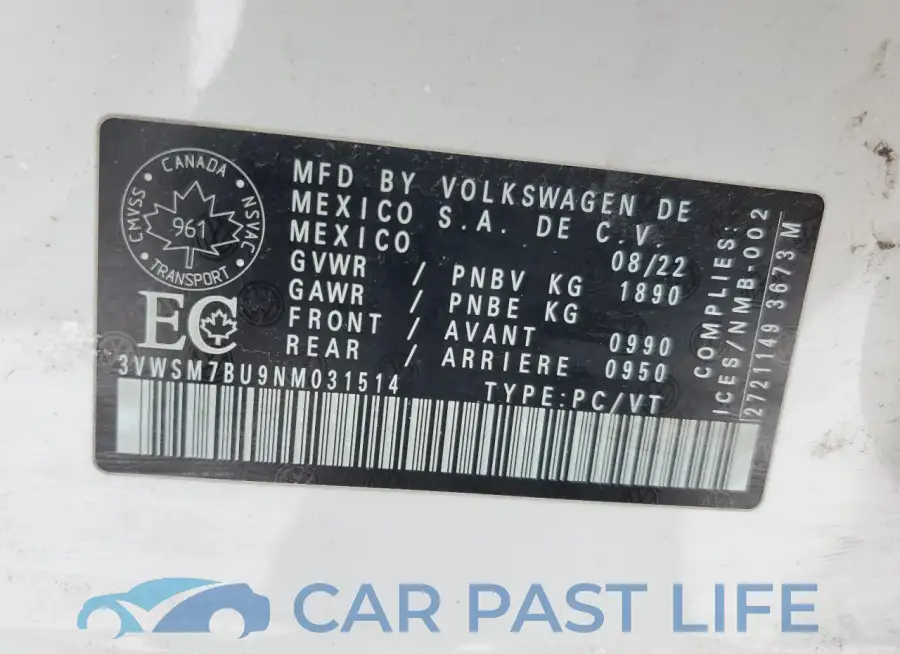 3VWSM7BU9NM031514# 13