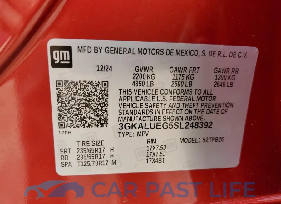 3GKALUEG5SL248392# 13