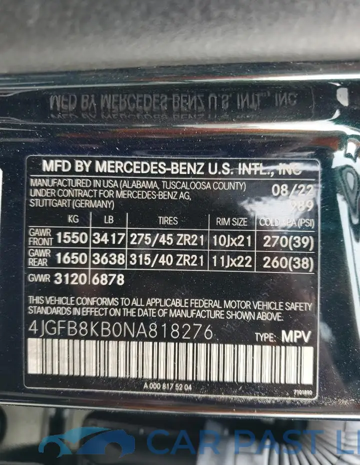 4JGFB8KB0NA818276# 13