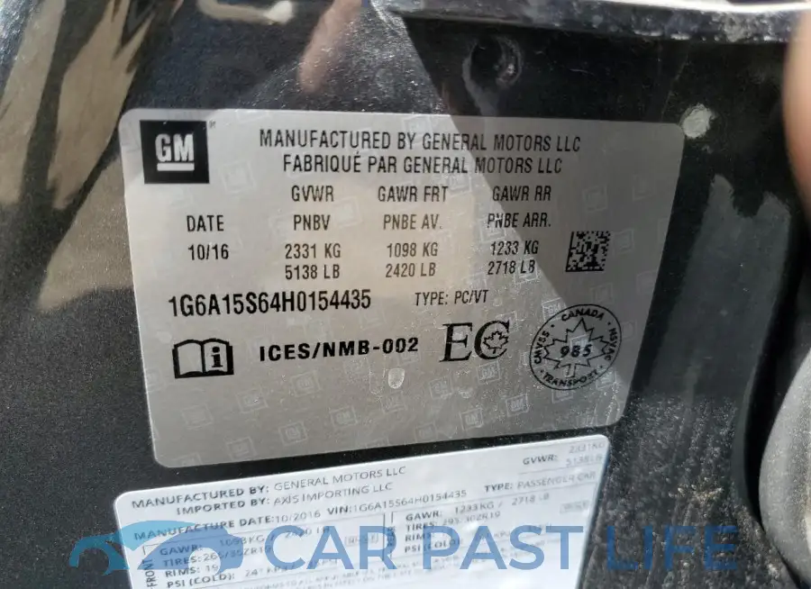 1G6A15S64H0154435# 12
