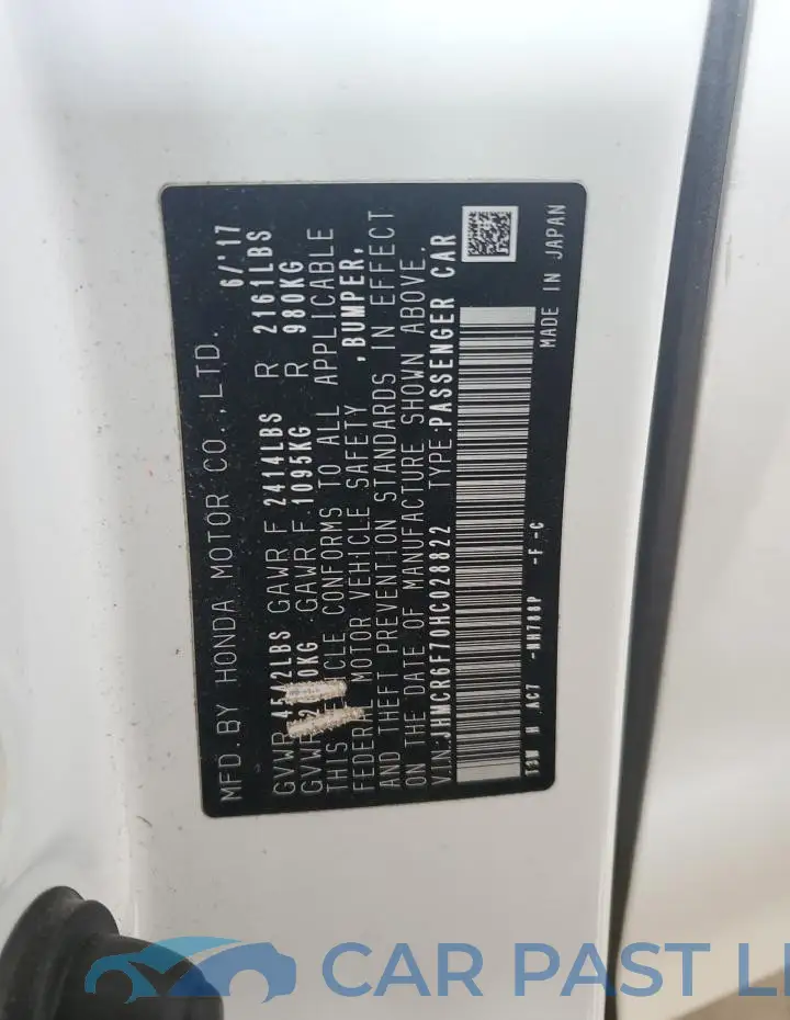 JHMCR6F70HC028822# 12