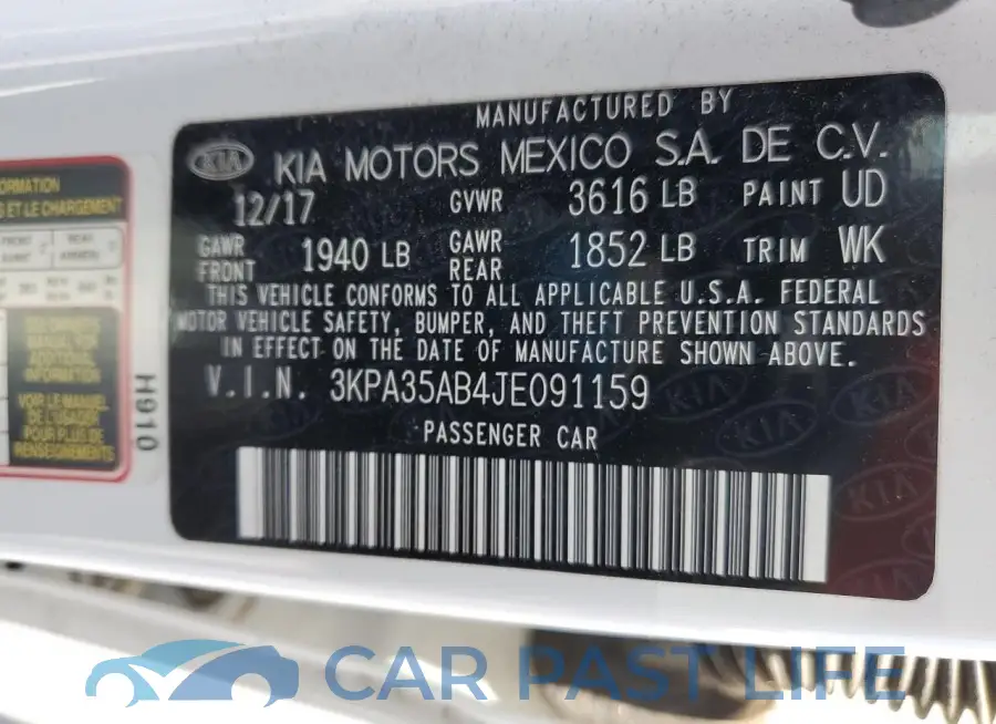 3KPA35AB4JE091159# 12