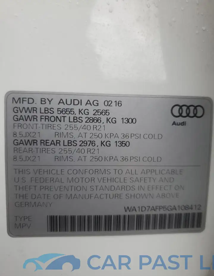 WA1D7AFP5GA108412# 13