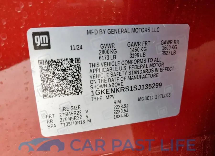 1GKENKRS1SJ135299# 13