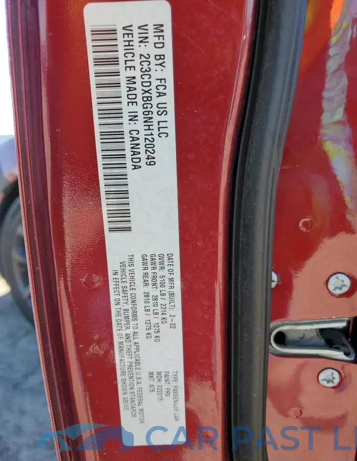 2C3CDXBG6NH120249# 12