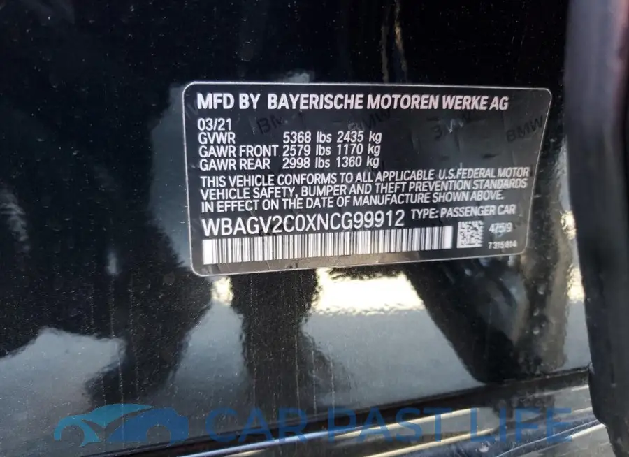 WBAGV2C0XNCG99912# 12