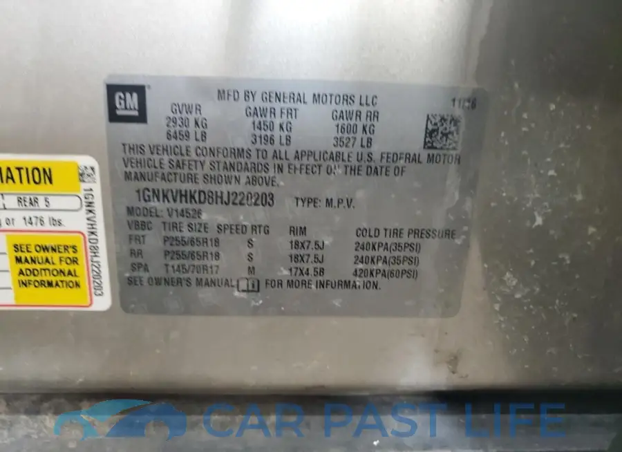 1GNKVHKD8HJ220203# 13