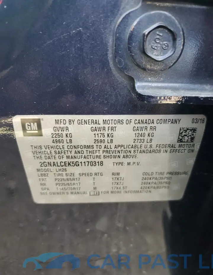 2GNALCEK5G1170318# 14