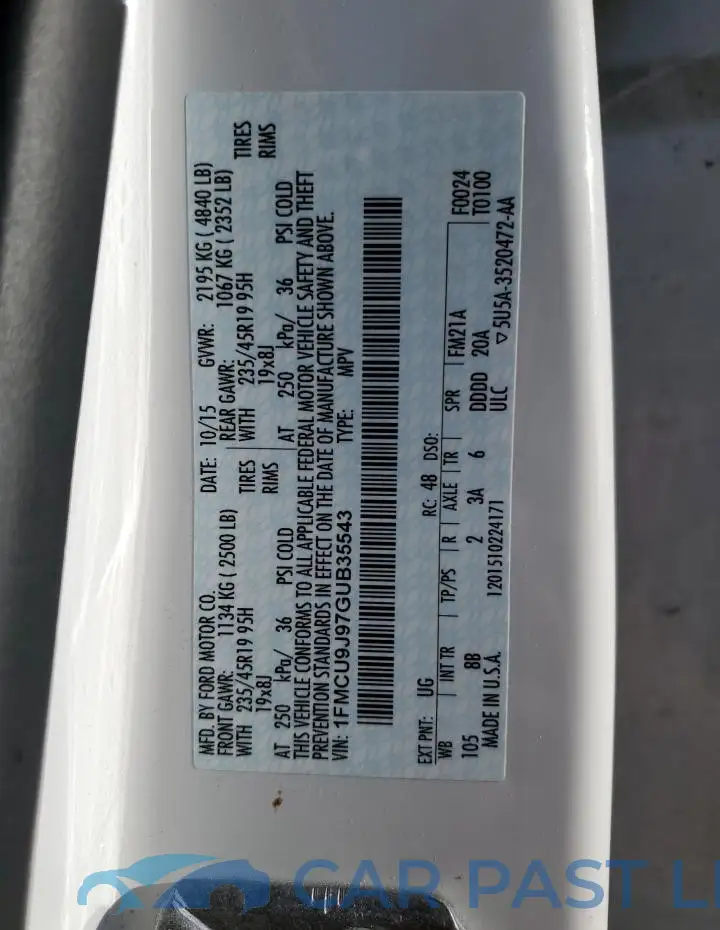 1FMCU9J97GUB35543# 14