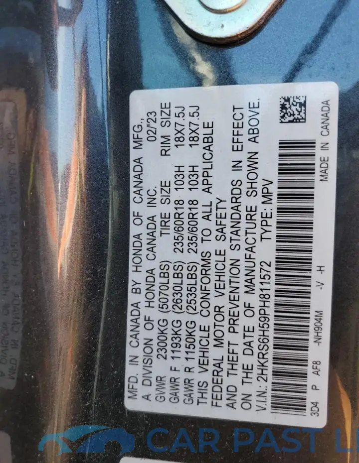2HKRS6H59PH811572# 13