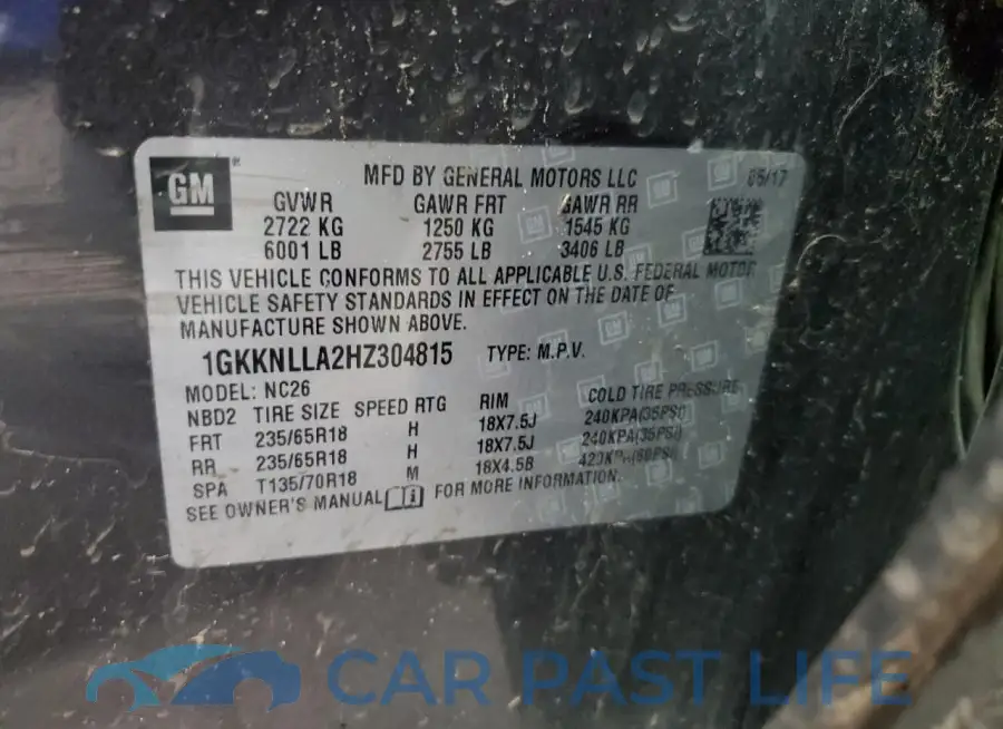 1GKKNLLA2HZ304815# 13