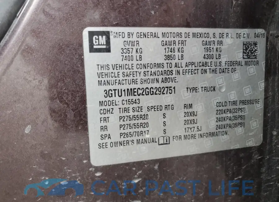 3GTU1MEC2GG292751# 13