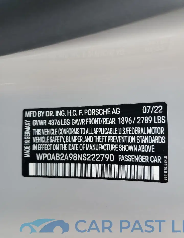 WP0AB2A98NS222790# 13