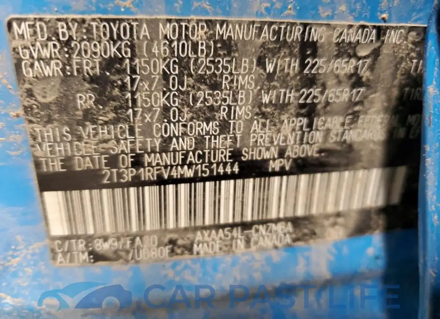 2T3P1RFV4MW151444# 13