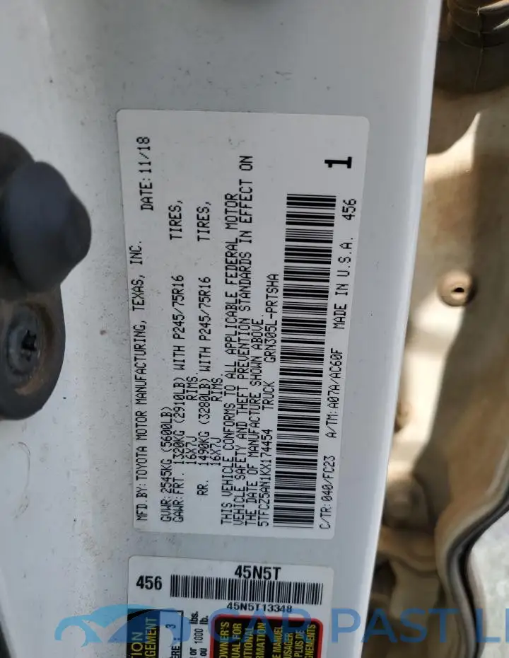 5TFCZ5AN1KX174454# 12