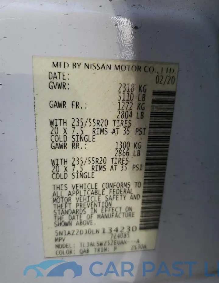 5N1AZ2DJ0LN134230# 14