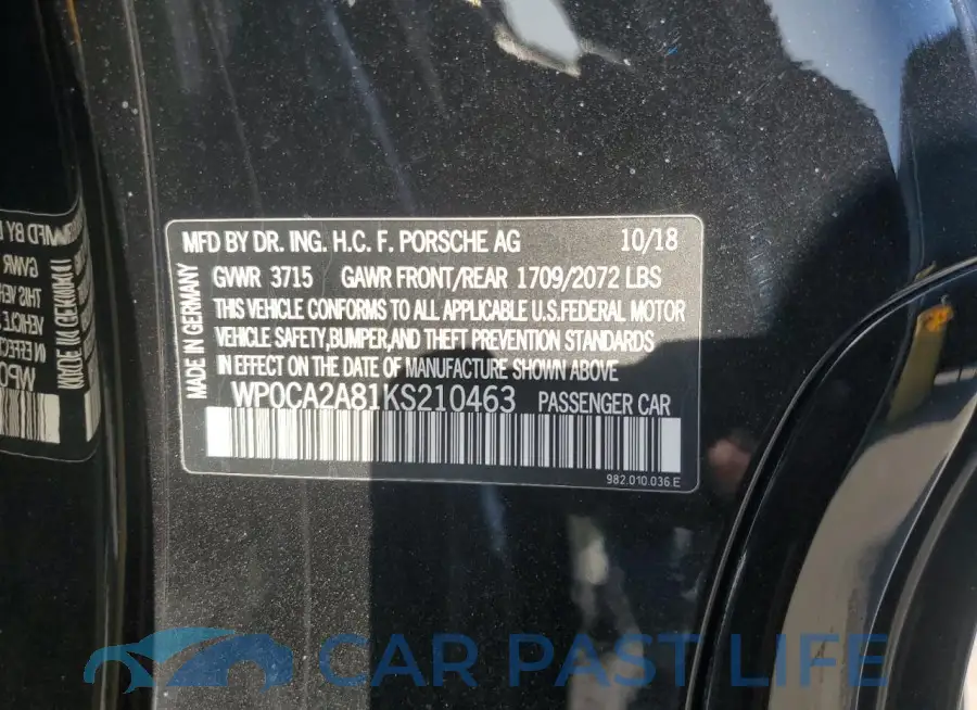 WP0CA2A81KS210463# 13