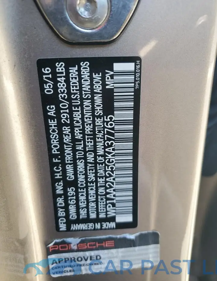 WP1AA2A25GKA37765# 12