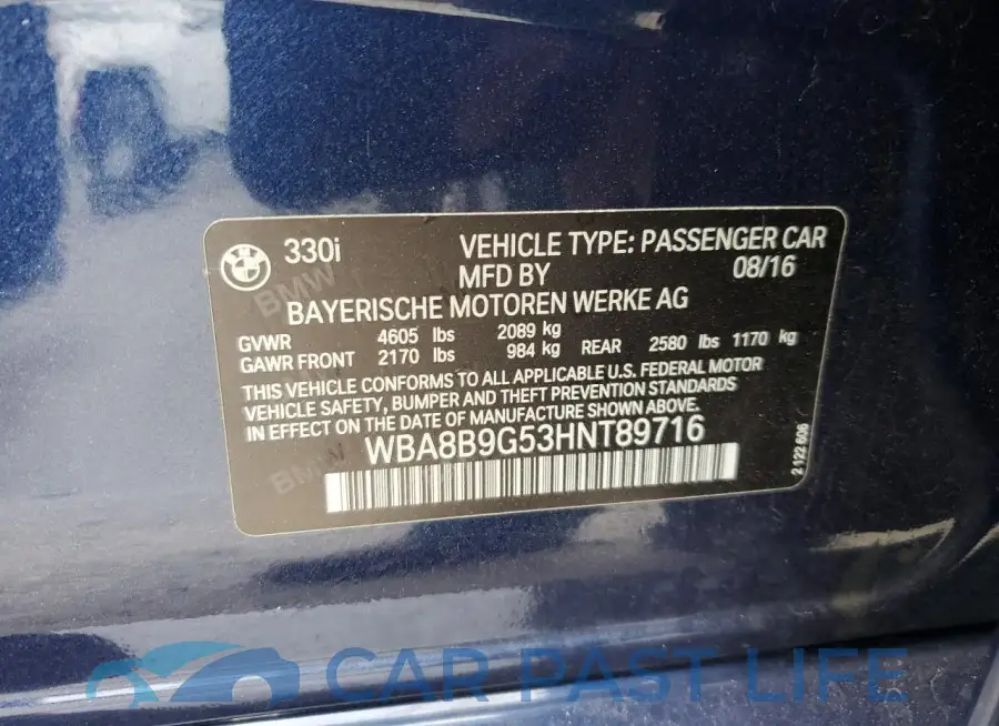 WBA8B9G53HNT89716# 12