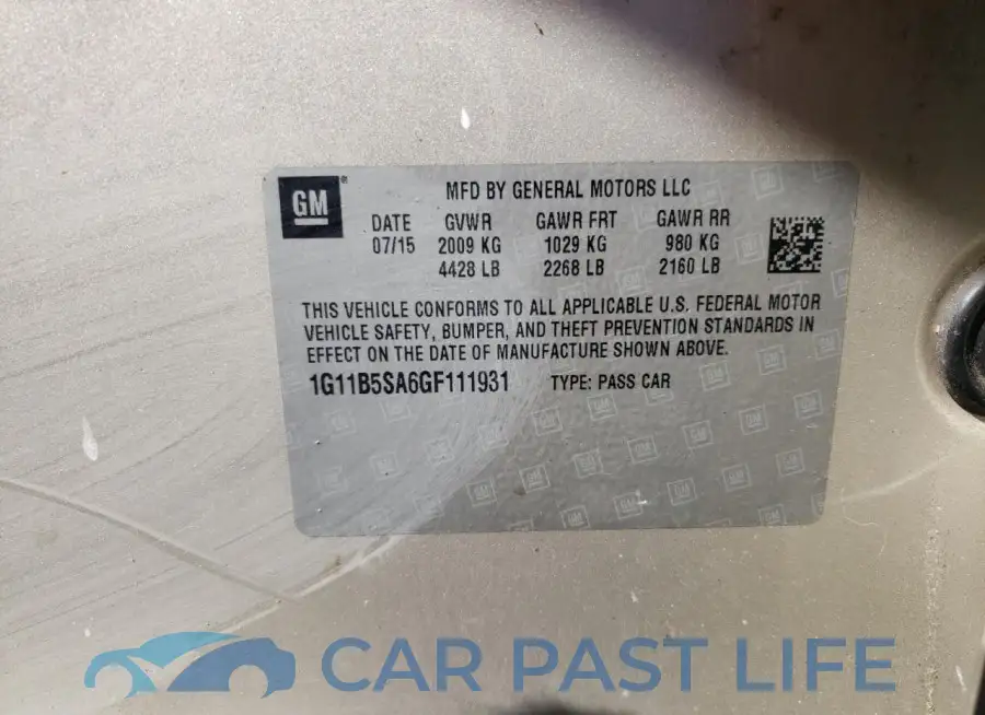 1G11B5SA6GF111931# 12