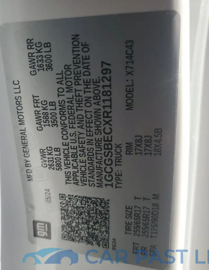 1GCGSBECXR1181297# 13