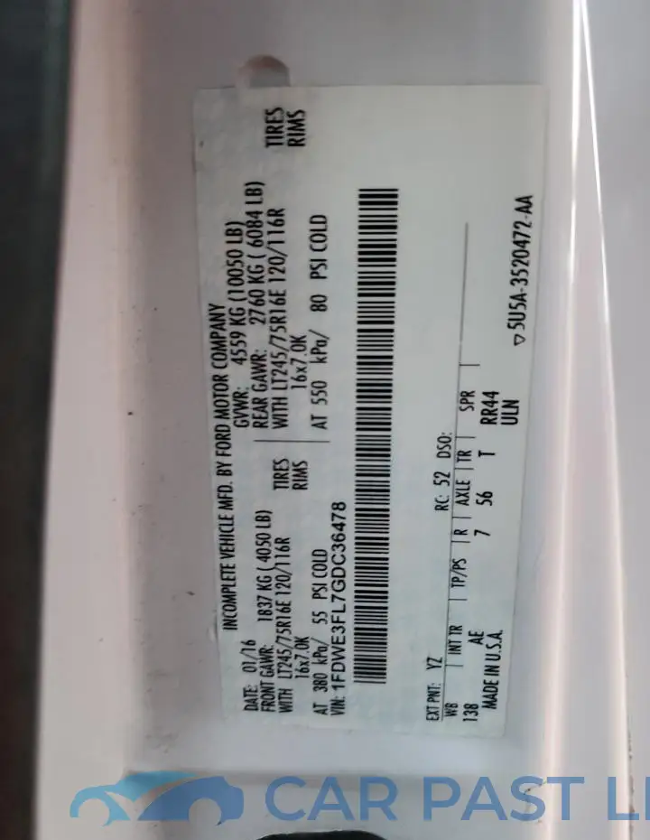 1FDWE3FL7GDC36478# 12