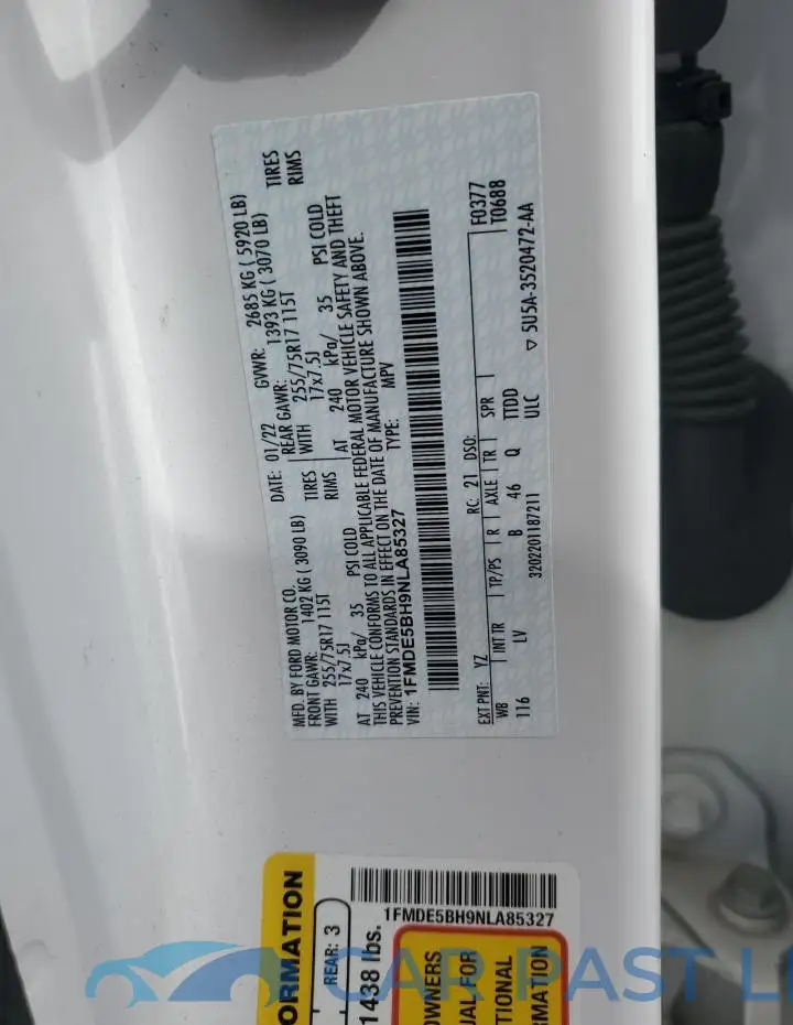 1FMDE5BH9NLA85327# 14