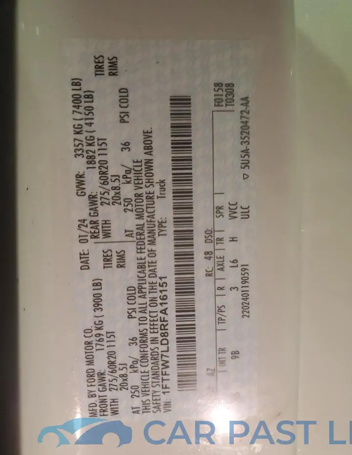 1FTFW7LD8RFA16151# 13