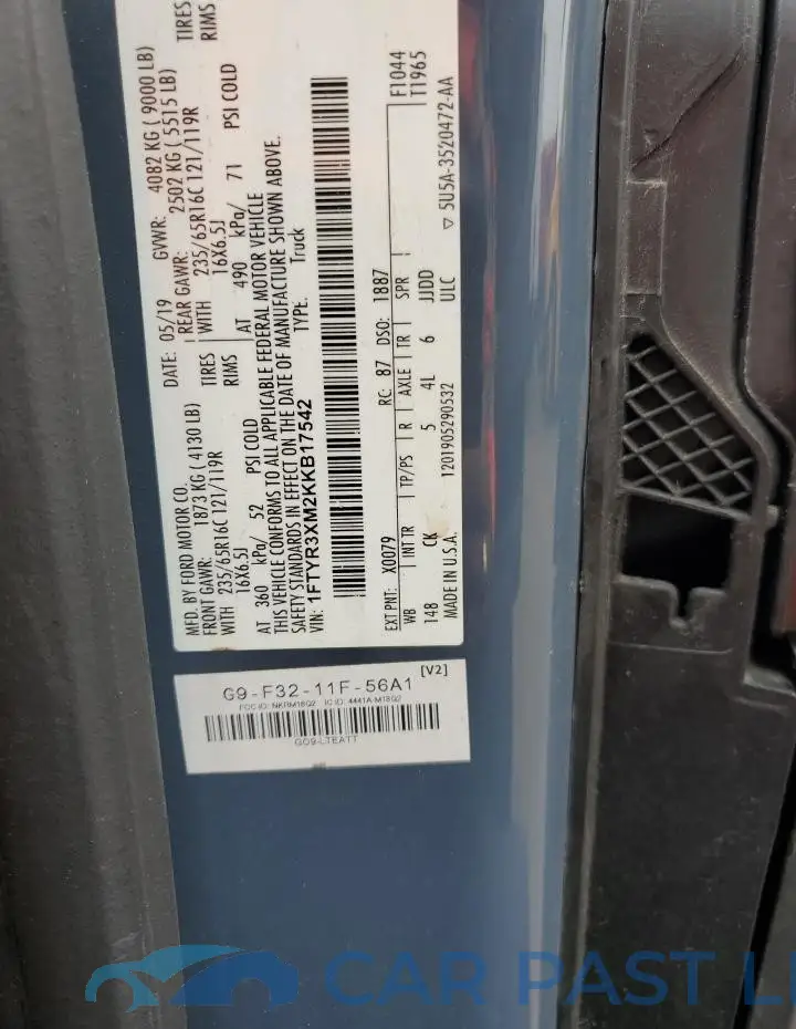 1FTYR3XM2KKB17542# 14
