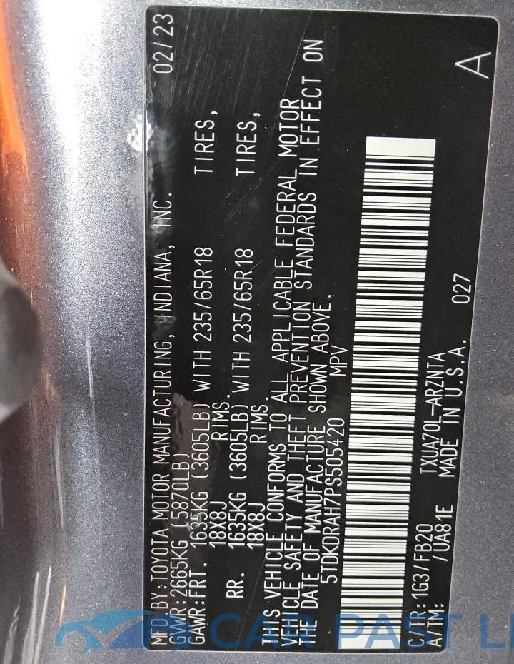 5TDKDRAH7PS505420# 13