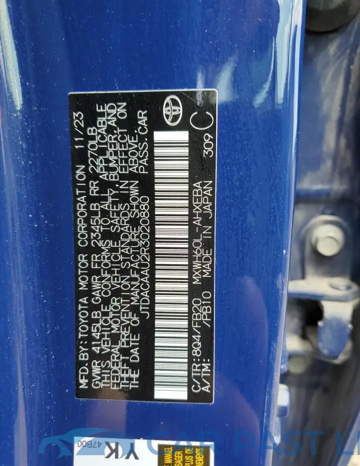 JTDACAAU2R3020880# 12