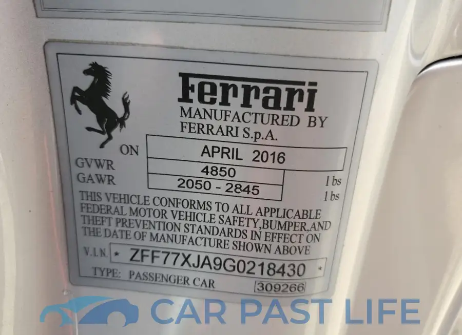 ZFF77XJA9G0218430# 12