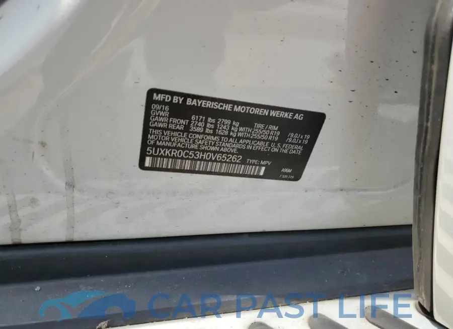 5UXKR0C53H0V65262# 13