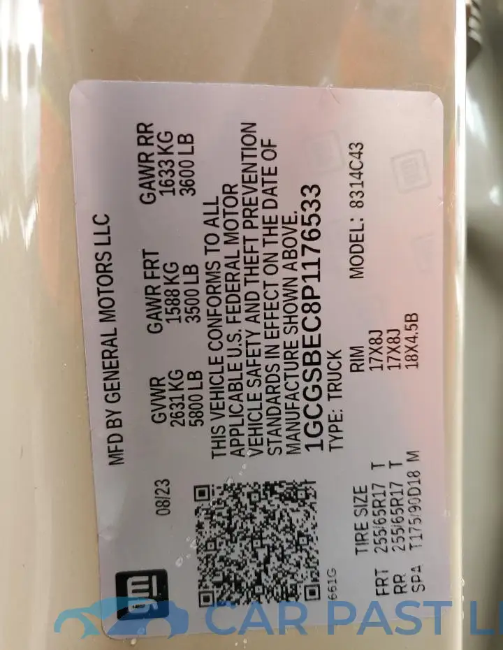 1GCGSBEC8P1176533# 12