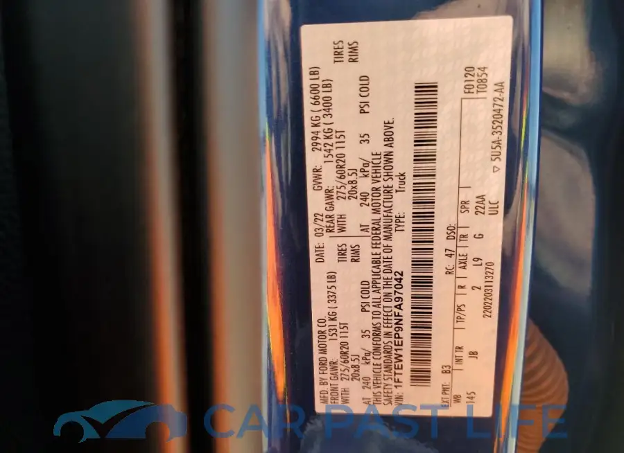 1FTEW1EP9NFA97042# 12