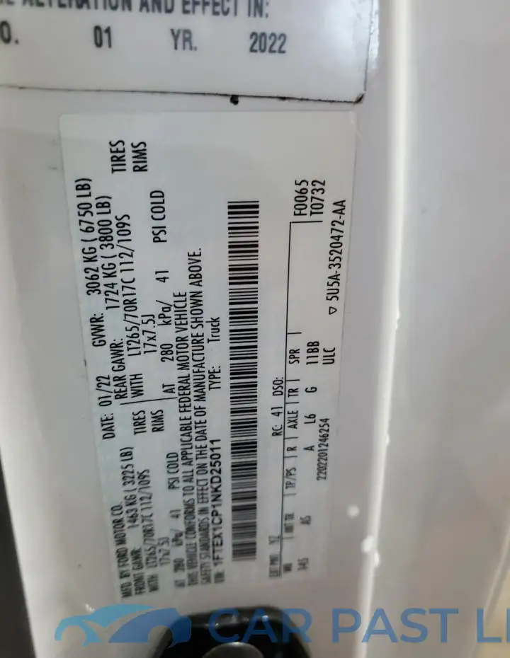 1FTEX1CP1NKD25011# 12