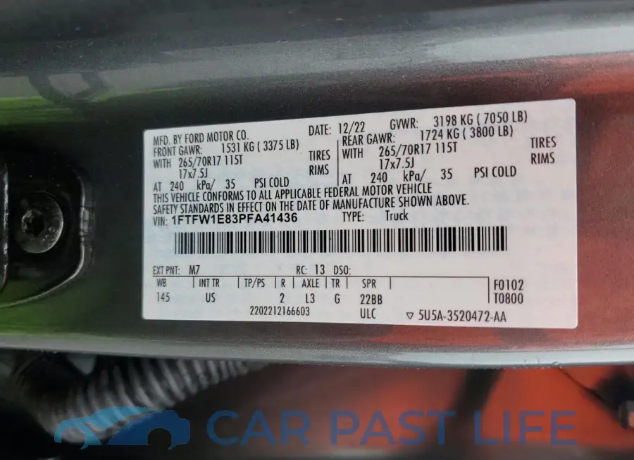 1FTFW1E83PFA41436# 12