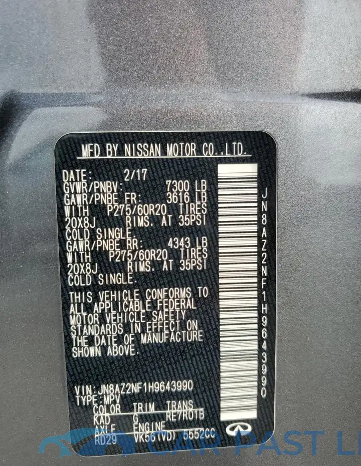JN8AZ2NF1H9643990# 13