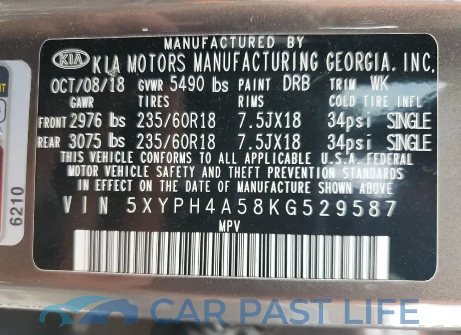 5XYPH4A58KG529587# 13