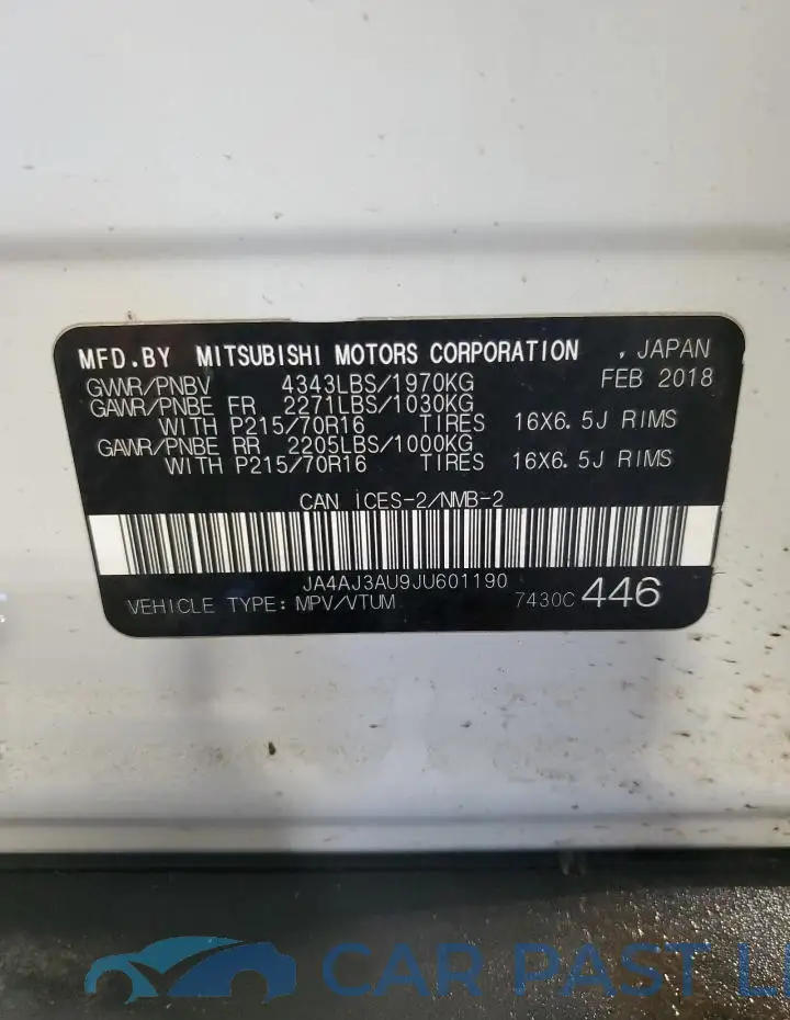 JA4AJ3AU9JU601190# 13