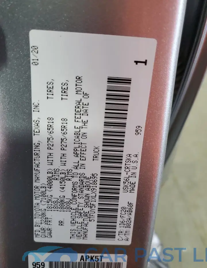 5TFUY5F1XLX918695# 12