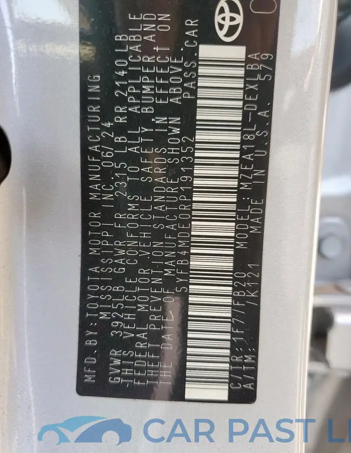 5YFB4MDE0RP191352# 12