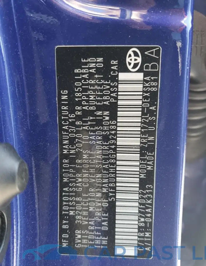 5YFBURHE8GP492486# 13