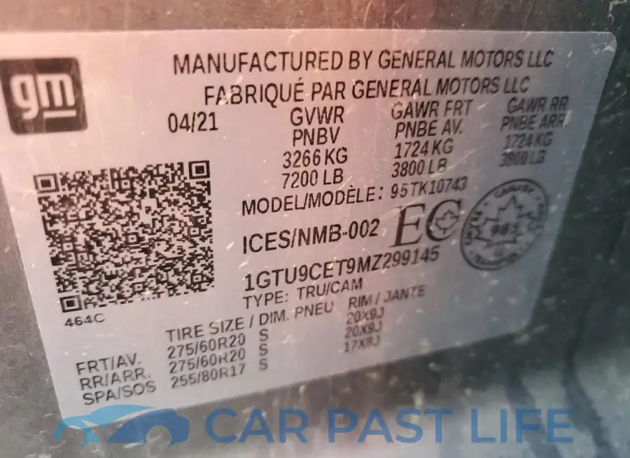 1GTU9CET9MZ299145# 12