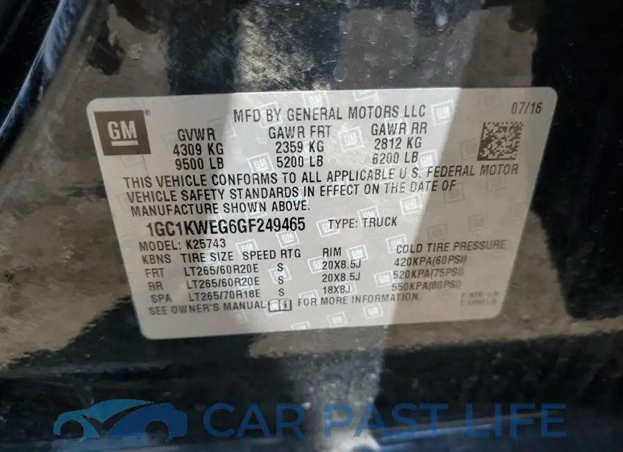 1GC1KWEG6GF249465# 12