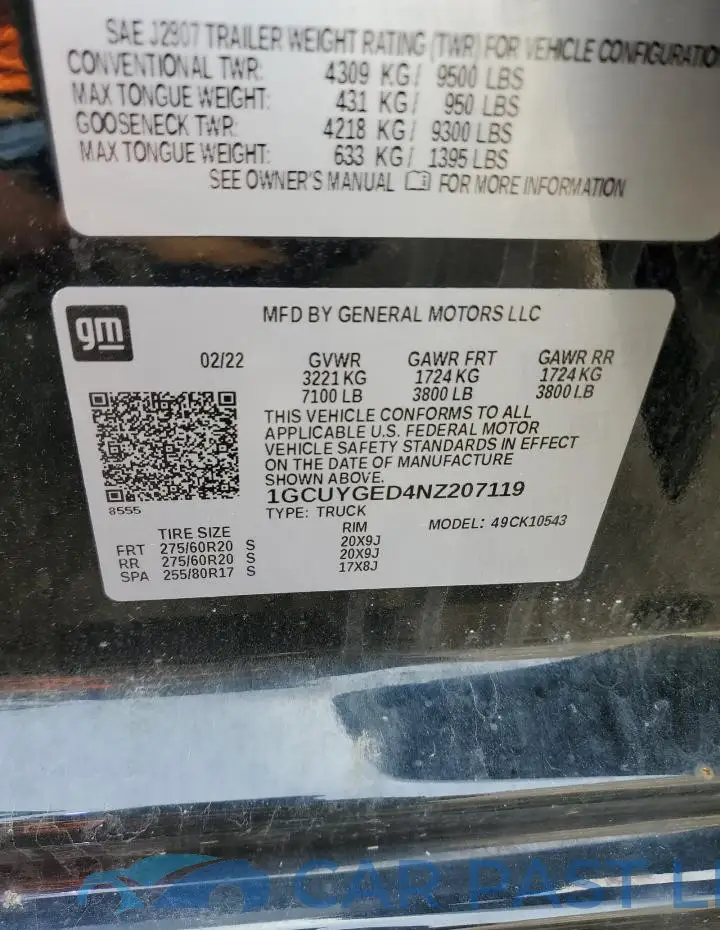 1GCUYGED4NZ207119# 12