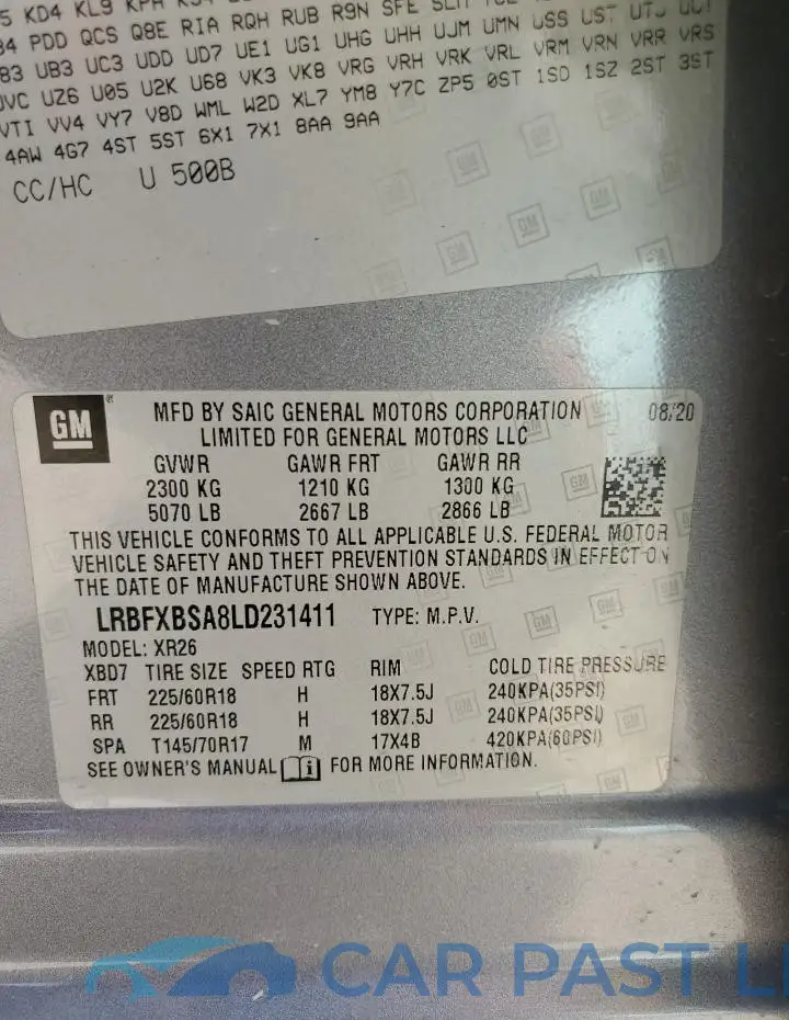 LRBFXBSA8LD231411# 14